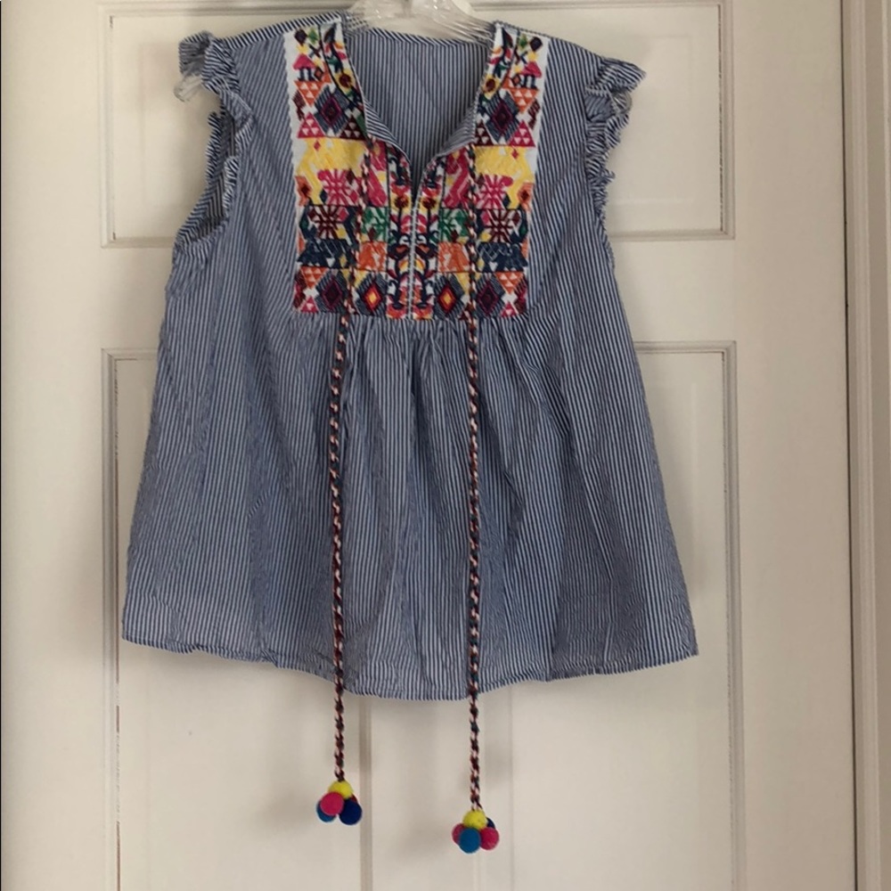 Cotton top with colorful smocking